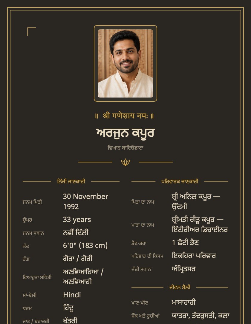Charcoal Deco marriage biodata example